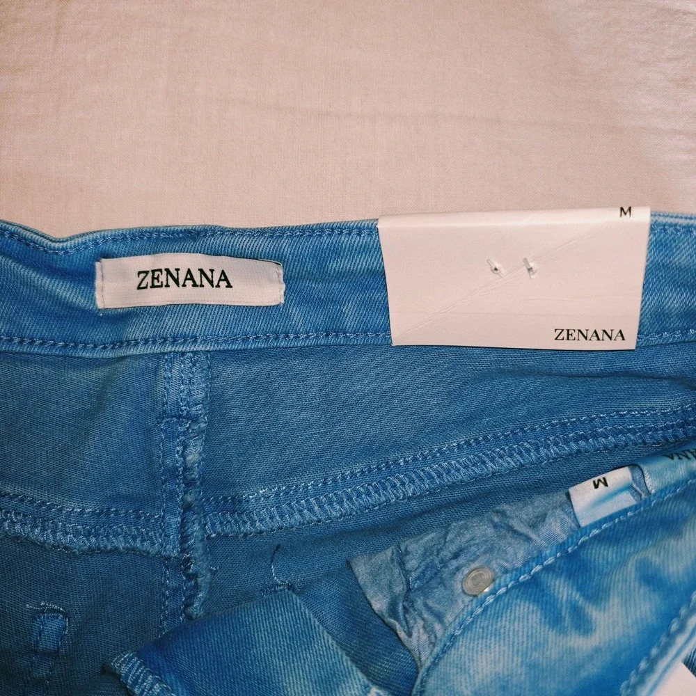 Zenana Acid Wash Dyed Bermuda Distressed‎ Shorts DMP-1892Y Ocean Blue Medium